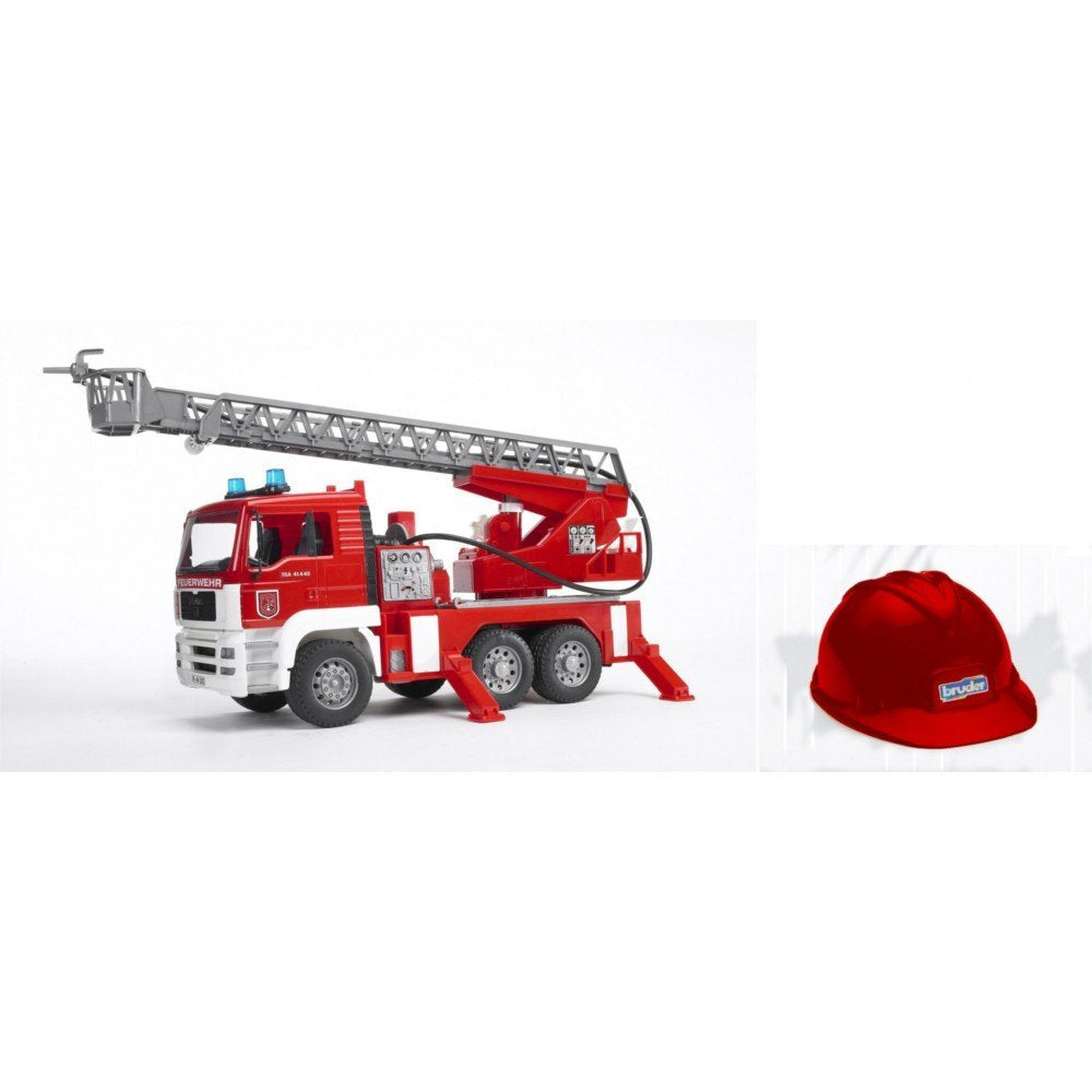 Bruder 01981 MAN TGA 1:16 Feuerwehr mit Drehleiter Licht, Sound und Helm