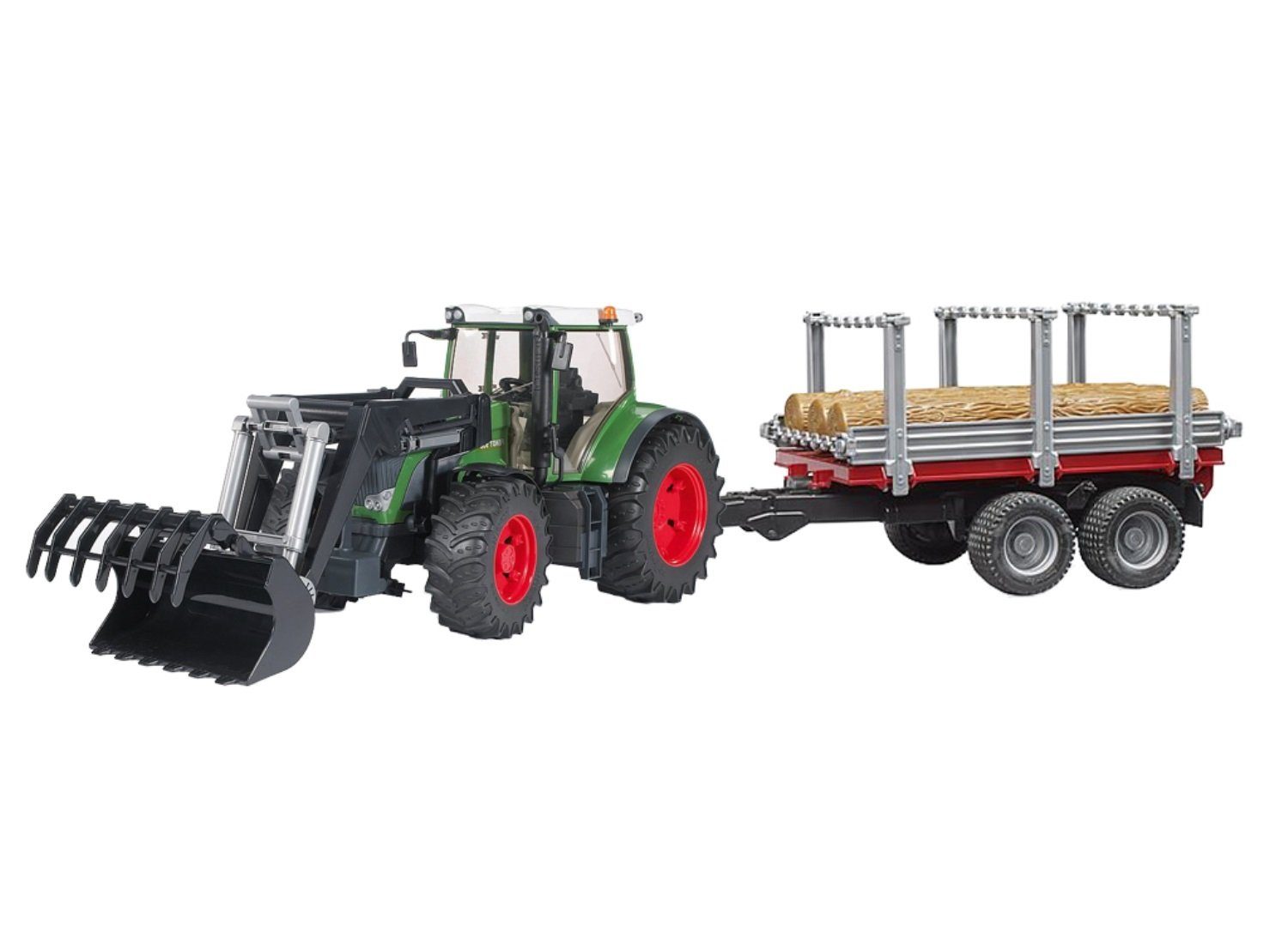 Bruder Fendt Favorit Vario 926 mit Frontlader mit Holzanhänger